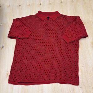 Vintage Stefano Sweater Women's One Size Red Collared Knit Pullover Short Sleeve